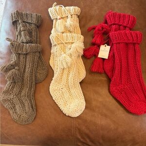 Hearth & Hand Stocking Trio - Red, Cream & Brown
